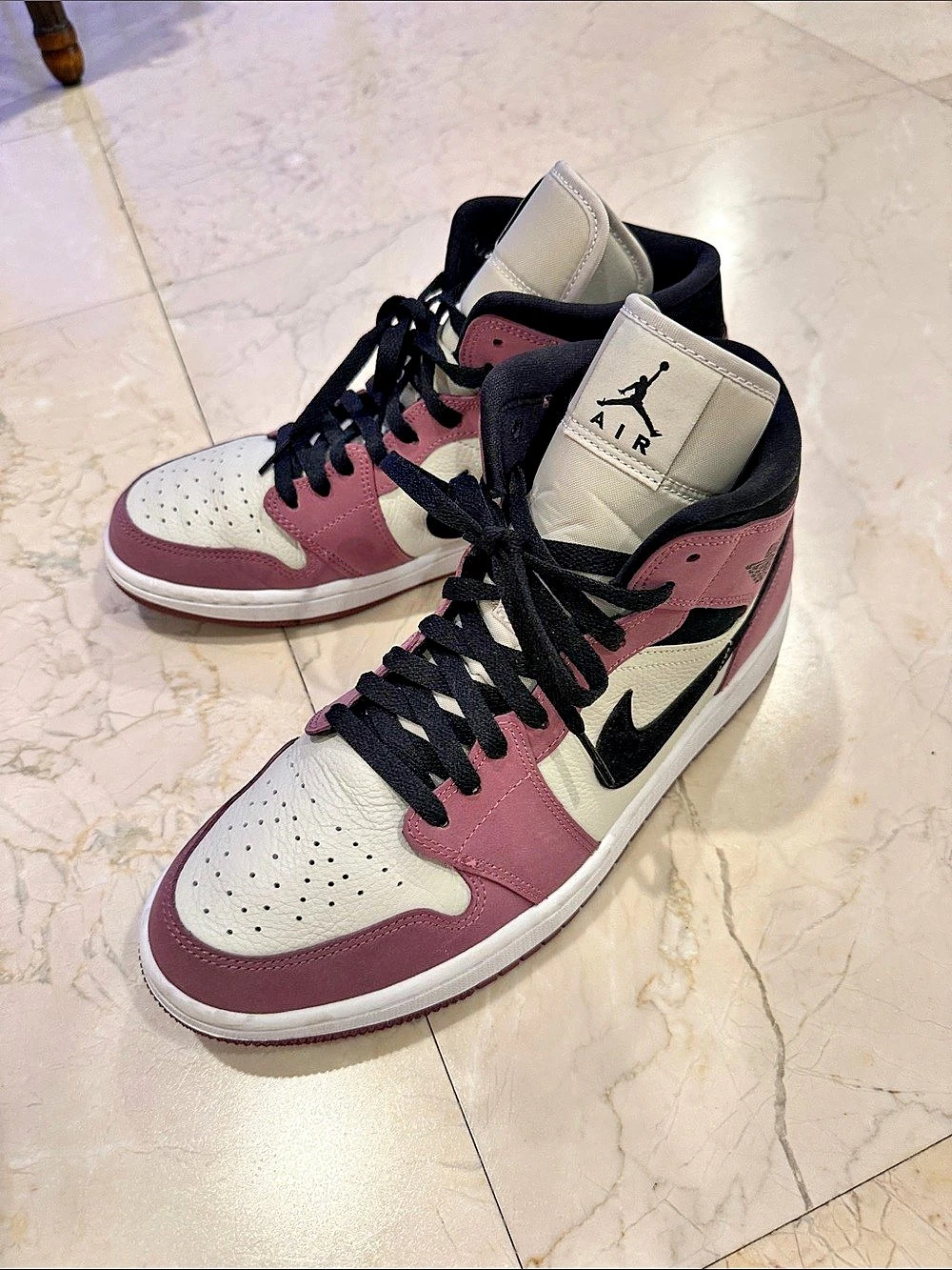 Nike Air Jordan 1 Mid-Top Sneakers in Berry Pink